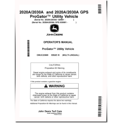 ProGator 2020A,2030A (SN:120001-); 2020A GPS,2030A GPS (SN:030001-) Utility Vehicles (N.America) Operators Manual (OMUC23665)