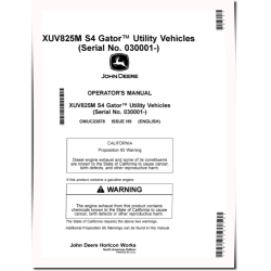 XUV825M S4 Gator Utility Vehicles (SN: 030001 - 040000) (North America) Operators Manual (OMUC23878)