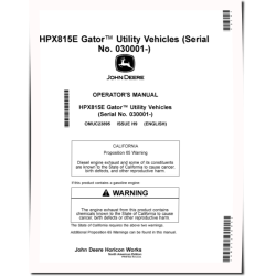 HPX815E Gator Utility Vehicles (SN: 030001 - 040000) (North America) Operators Manual (OMUC23895)