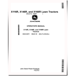 X116R, X146R and X166R (SN: 150001-) Lawn Tractors (Export Edition) Operators Manual (OMUC23971)
