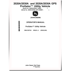 ProGator 2020A,2030A (SN:130001-); 2020A GPS,2030A GPS (SN:040001-) Utility Vehicles (Europe) Operators Manual (OMUC25742)