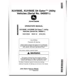 XUV560E and XUV560E S4 Gator Utility Vehicles (SN: 040001 - 050000) (North America) Operators Manual (OMUC25928)