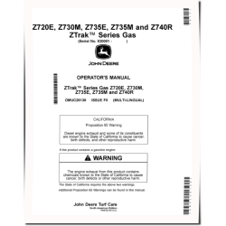 ZTrak Z720E, Z730M, Z735E, Z735M, Z740R (SN: 030001-060000) Zero-Turn Mowers (North America) Operators Manual (OMUC26138)