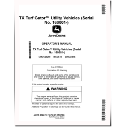 TX Turf Gator Utility Vehicles (SN: 160001 - 180000) (North America) Operators Manual (OMUC26260)