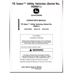 TE Electric Gator Utility Vehicles (SN: 160001 - 170000) (North America) Operators Manual (OMUC26262)