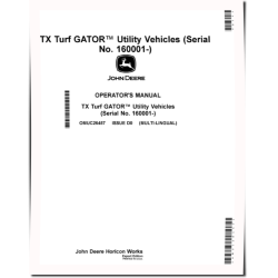 TX Turf Gator Utility Vehicles (SN: 160001 - 200000) (Export Edition) Operators Manual (OMUC26457)