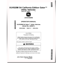 XUV825M S4 Gator Utility Vehicles (SN: 040001 - 050000) (California Edition) Operators Manual (OMUC26684)