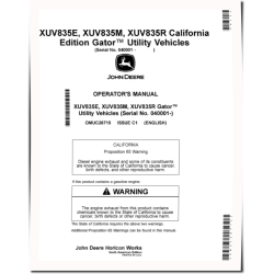 XUV835E, XUV835M, XUV835R Gator Utility Vehicles (SN:040001-050000) (California Edition) Operators Manual (OMUC26715)