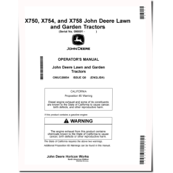 X750, X754 and X758 (SN: 090001-100000) Lawn Tractors (North America) Operators Manual (OMUC26854)