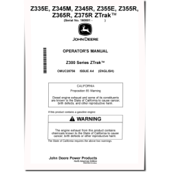 ZTrak Z335E, Z345M, Z345R, Z355E, Z355R, Z365R, Z375R(SN.from 160001) Zero-Turn Mowers (N.America) Operators Manual (OMUC28756)