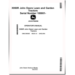 X950R (SN: 100001-140000) Lawn Tractors (Export Edition) Operators Manual (OMUC29528E)
