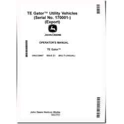 TE Electric Gator Utility Vehicles (SN: 170001 - 180000) (Export Edition) Operators Manual (OMUC29667)