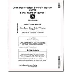 Select Series X350R (SN: 130001-150000) Lawn Tractors (North America) Operators Manual (OMUC29735)