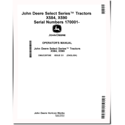 Select Series X584 and X590 (SN: 170001-180000) Lawn Tractors (Export Edition) Operators Manual (OMUC29739E)