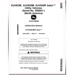 XUV835E, XUV835M and XUV835R Gator Utility Vehicles (SN:050001-060000) (North America) Operators Manual (OMUC29853)