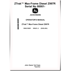 ZTrak Z997R (SN from 080000) Max-Frame Mowers (Export Edition) Operators Manual (OMUC30001)