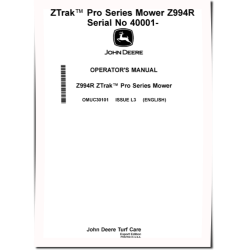 ZTrak Pro Z994R (SN: 040001-090000) Zero-Turn Diesel Mowers (Export Edition) Operators Manual (OMUC30101)