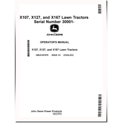 X107, X127 and X167 (SN: 030001-070000) Lawn Tractors (Export Edition) Operators Manual (OMUC30787E)