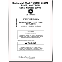 ZTrak Z515E, Z530M, Z530R, Z545R (SN:060001-100000) Zero-Turn Mowers (North America) Operators Manual (OMUC31105)