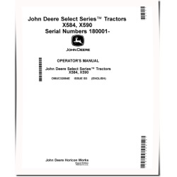 Select Series X584 and X590 (SN: 180001-210000) Lawn Tractors (Export Edition) Operators Manual (OMUC32884E)