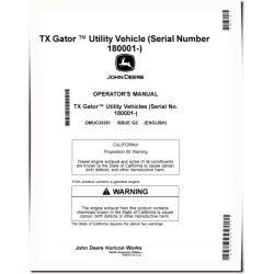 TX Gator Utility Vehicles (SN: 180001 - 200000) (North America) Operators Manual (OMUC33351)
