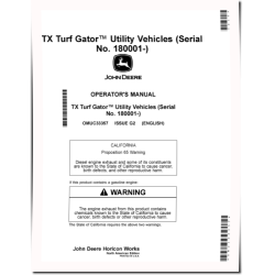 TX Turf Gator Utility Vehicles (SN: 180001 - 200000) (North America) Operators Manual (OMUC33357)