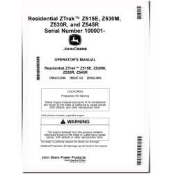 ZTrak Z515E, Z530M, Z530R and Z545R (SN:100001-190000) Zero-Turn Mowers (North America) Operators Manual (OMUC33390)
