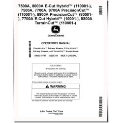 7500A,7700A,8700A,8900A Fairway; 7500A,7700A,8000A Hybrid Fairway; 8800A Rough Mowers (N.America) Operators Manual (OMUC33790)