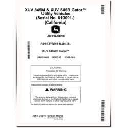 XUV 845M, XUV 845R Gator Utility Vehicles (SN:010001-020000) (California) Operators Manual (OMUC36618)