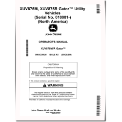 XUV 875M and XUV 875R Gator Utility Vehicles (SN: 010001 - 020000) (North America) Operators Manual (OMUC36620)