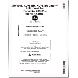 XUV835E, XUV835M and XUV835R Gator Utility Vehicles (SN:060001-070000) (North America) Operators Manual (OMUC36827)