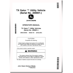 TX Gator Utility Vehicles (SN: 200001 - 210000) Operators Manual (OMUC39393)