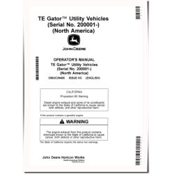 TE Electric Gator Utility Vehicles (SN: from 200001) (North America) Operators Manual (OMUC39405)