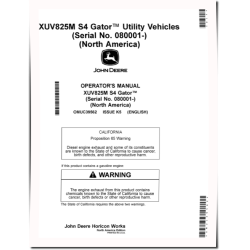 XUV825M S4 Gator Utility Vehicles (SN: 080001 - 090000) (North America) Operators Manual (OMUC39562)