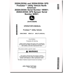 ProGator 2020A,2030A (SN:180001-); 2020A GPS,2030A GPS (SN:090001-) Utility Vehicles (N.America) Operators Manual (OMUC39820)