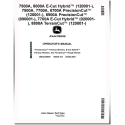 7500A, 7700A, 8700A, 8900A Fairway; 7500A,7700A,8000A Hybrid Fairway; 8800A Rough Mowers (Export) Operators Manual (OMUC39875)