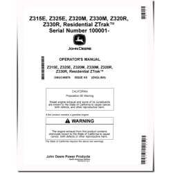 ZTrak Z315E, Z320M, Z320R, Z325E, Z330M, Z330R (SN:100001-150000) Zero-Turn Mowers (North America) Operators Manual (OMUC40876)