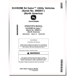 XUV825M S4 Gator Utility Vehicles (SN: 090001 - 099999) (North America) Operators Manual (OMUC42248)