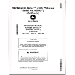 XUV825M S4 Gator Utility Vehicles (SN: 090001 - 099999) (California Edition) Operators Manual (OMUC42251)