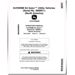 XUV855M S4 Gator Utility Vehicles (SN: from 090001) (North America) Operators Manual (OMUC42253)