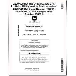 ProGator 2020A,2030A (SN:190001-); 2020A GPS,2030A GPS (SN:100001-) Utility Vehicles (N.America) Operators Manual (OMUC42873E)