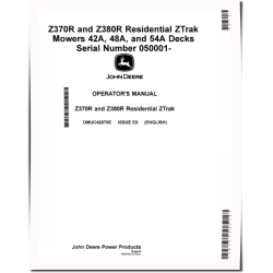 ZTrak Z370R and Z380R (SN: 050001-090000) Electric Zero-Turn Mowers (Export Edition) Operators Manual (OMUC42875E)