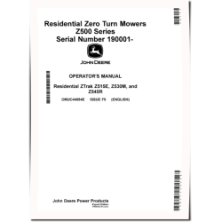 ZTrak Z515E, Z530M and Z545R (SN: 190001-) Zero-Turn Mowers (Export Edition) Operators Manual (OMUC44854E)