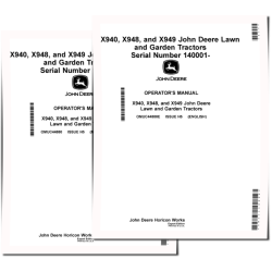 X940, X948 and X949 (SN: 140001-) Lawn Tractors (Export Edition) set of Operators Manuals (OMUC44880)