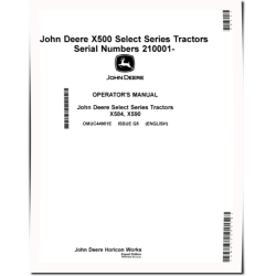 Select Series X584 and X590 (SN: 210001-230000) Lawn Tractors (Export Edition) Operators Manual (OMUC44951E)
