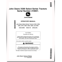 X330, X350, X354, X370, X380, X384, X390, X394 (SN: 210001-) Lawn Tractors (N.America) Operators Manual (OMUC44953)