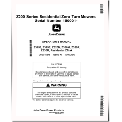 ZTrak Z315E, Z320M, Z320R, Z325E, Z330M, Z330R (SN:150001-200000) Zero-Turn Mowers (North America) Operators Manual (OMUC45276)
