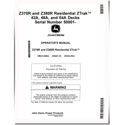 ZTrak Z370R and Z380R (SN from 090001) Electric Zero-Turn Mowers (North America) Operators Manual (OMUC45279)