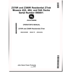 ZTrak Z370R and Z380R (SN from 090001) Electric Zero-Turn Mowers (Export Edition) Operators Manual (OMUC45300E)