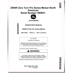 ZTrak Pro Z994R (SN: 090001-100000) Zero-Turn Diesel Mowers (North America) Operators Manual (OMUC45503)